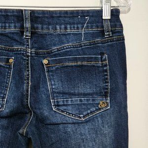 Indigo Rein Mid Rise Skinny Jeans Size 9 x 24 Crop Ripped Distressed Short Pants